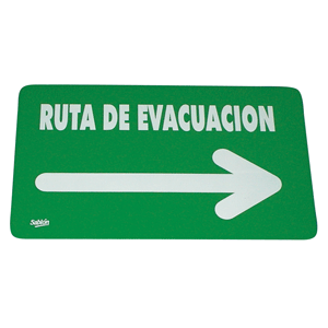 LETRERO RUTA EVACUACION FLECHA DERECHA SABLON