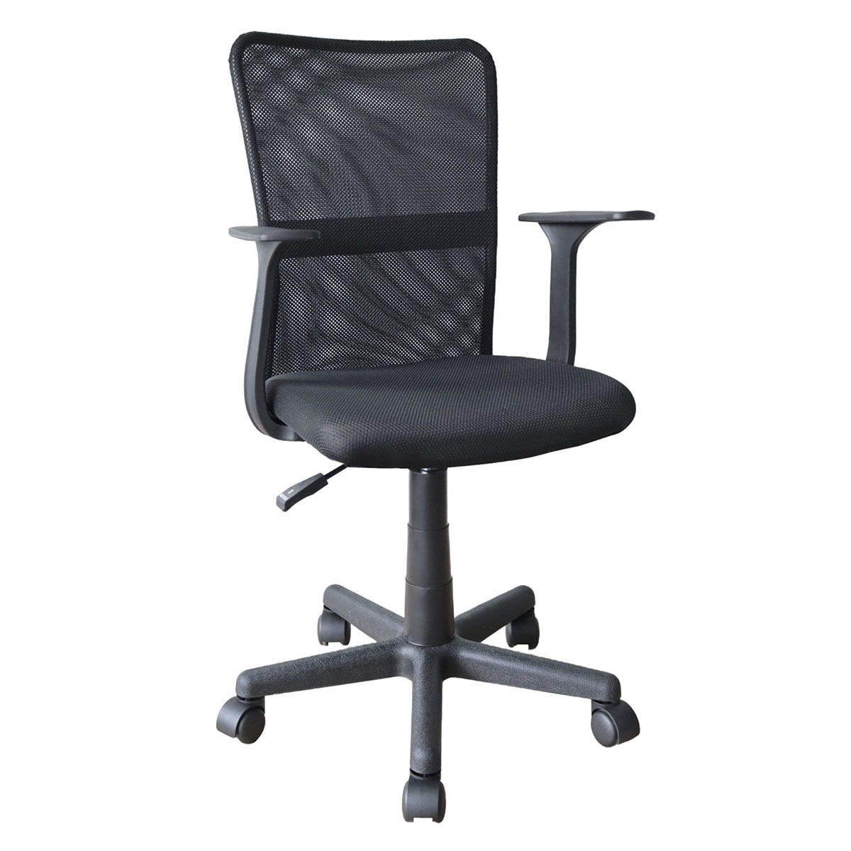 SILLA MESH COLOR NEGRO.CON AJUSTE DE ALTURA, APOYA BRAZOS, BASE DE NYLON RESISTENTE