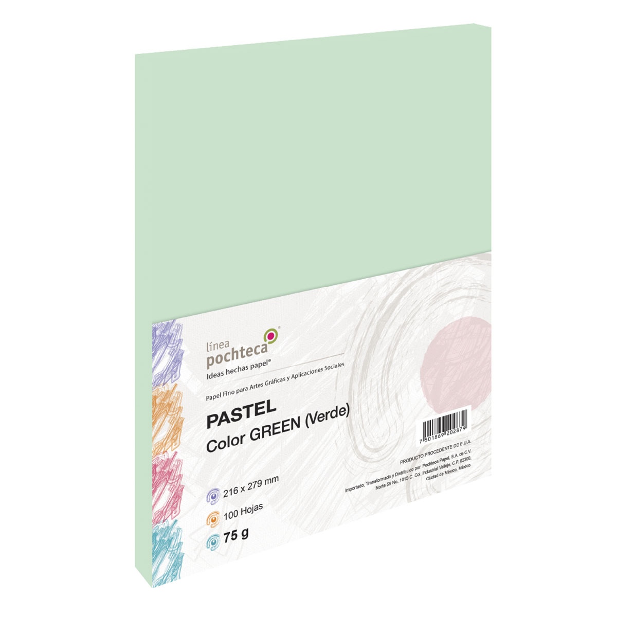 PAPEL PASTEL VERDE 75GR 100HJS