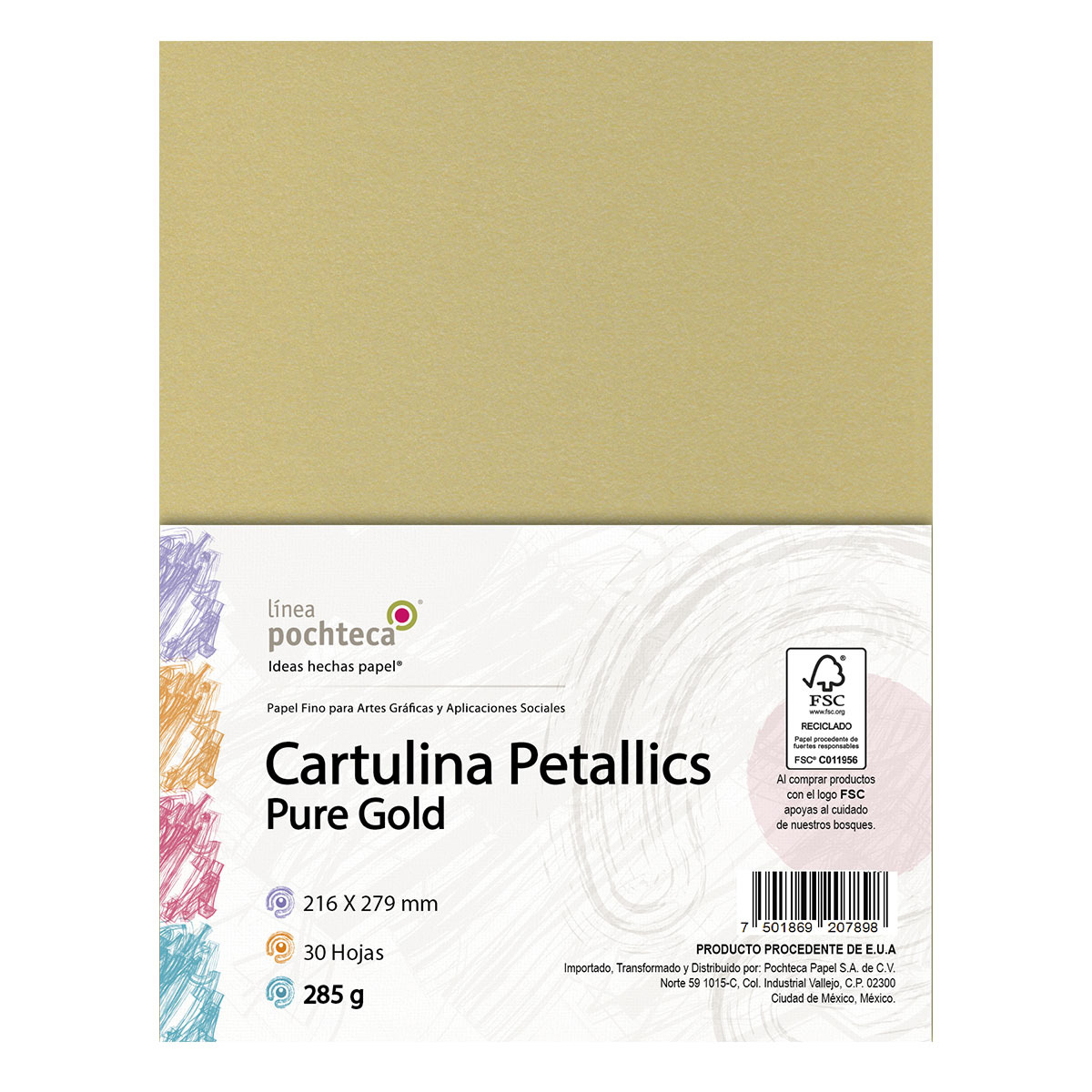 CARTULINA CARTA PETALLICS GOLD 285GR 30H
