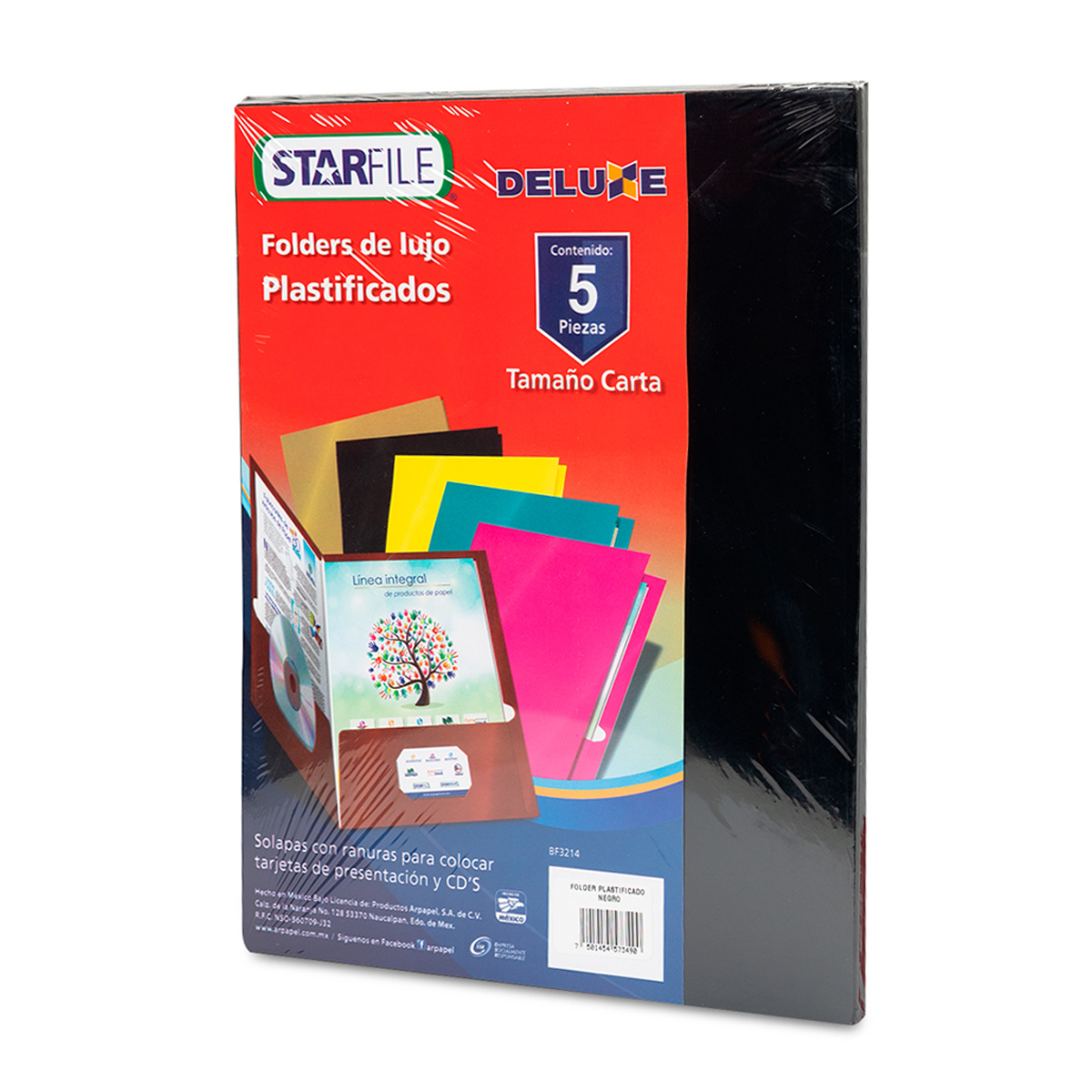 FOLDER PLASTICO CARTA NEGRO 5U