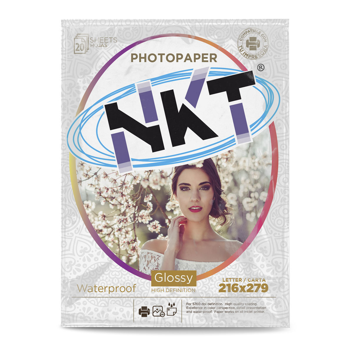 PAPEL FOTO 210G./CRT GLOSSY 20 HOJAS EN BOLSA