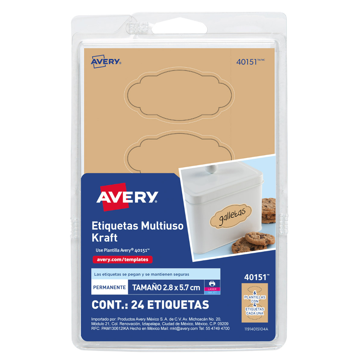 ETIQUETA REMOVIBLE KRAFT 2.8  X 5.7 CM LÁSER/INKJET PAQ 24