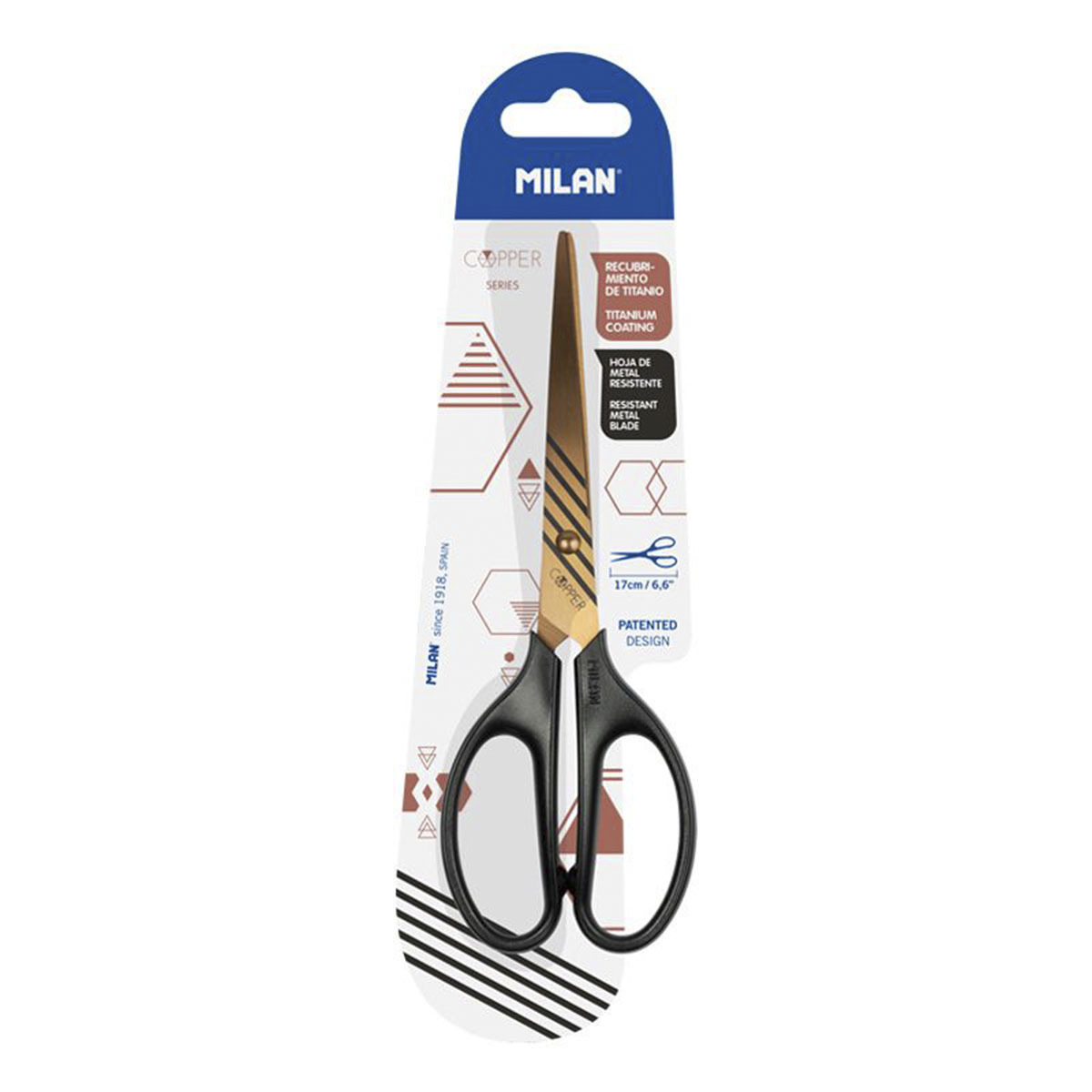 TIJERA MILAN OFICINA COPPER NEGRO (MEDIDA 17CM)