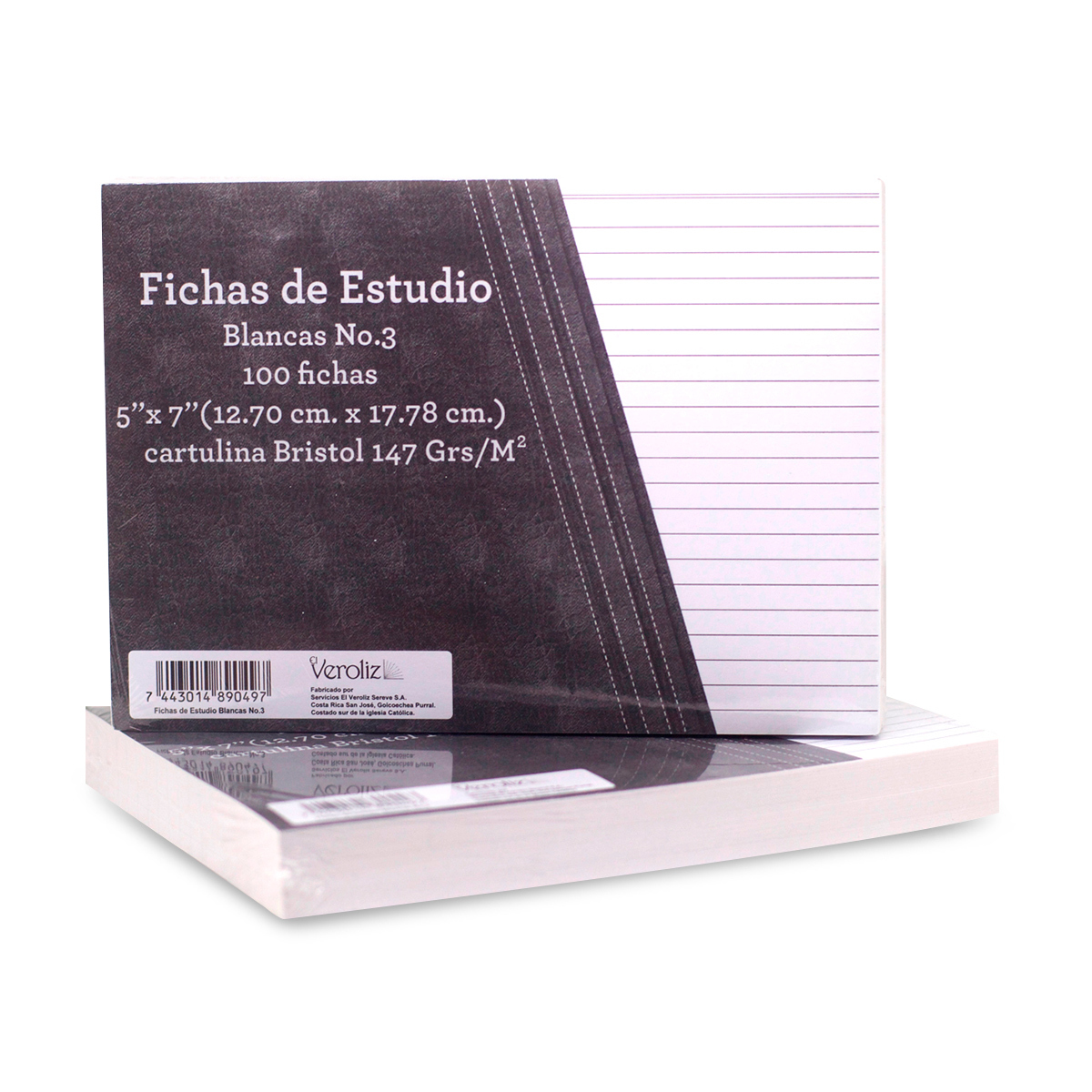 PAQUETE X 100 FICHAS RAYADAS BLANCAS 5X7