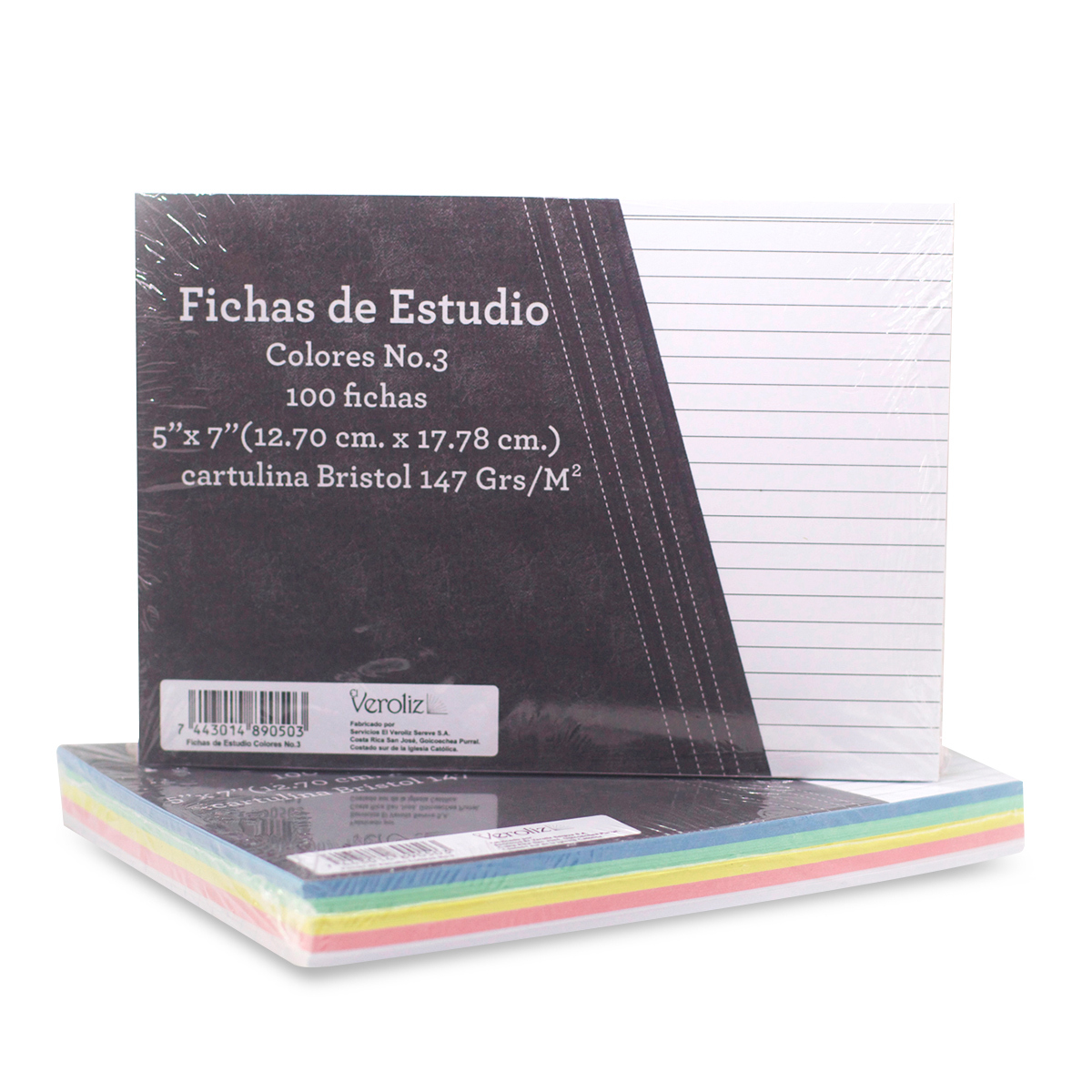 PAQUETE X 100 FICHAS RAYADAS COLORES 5X7