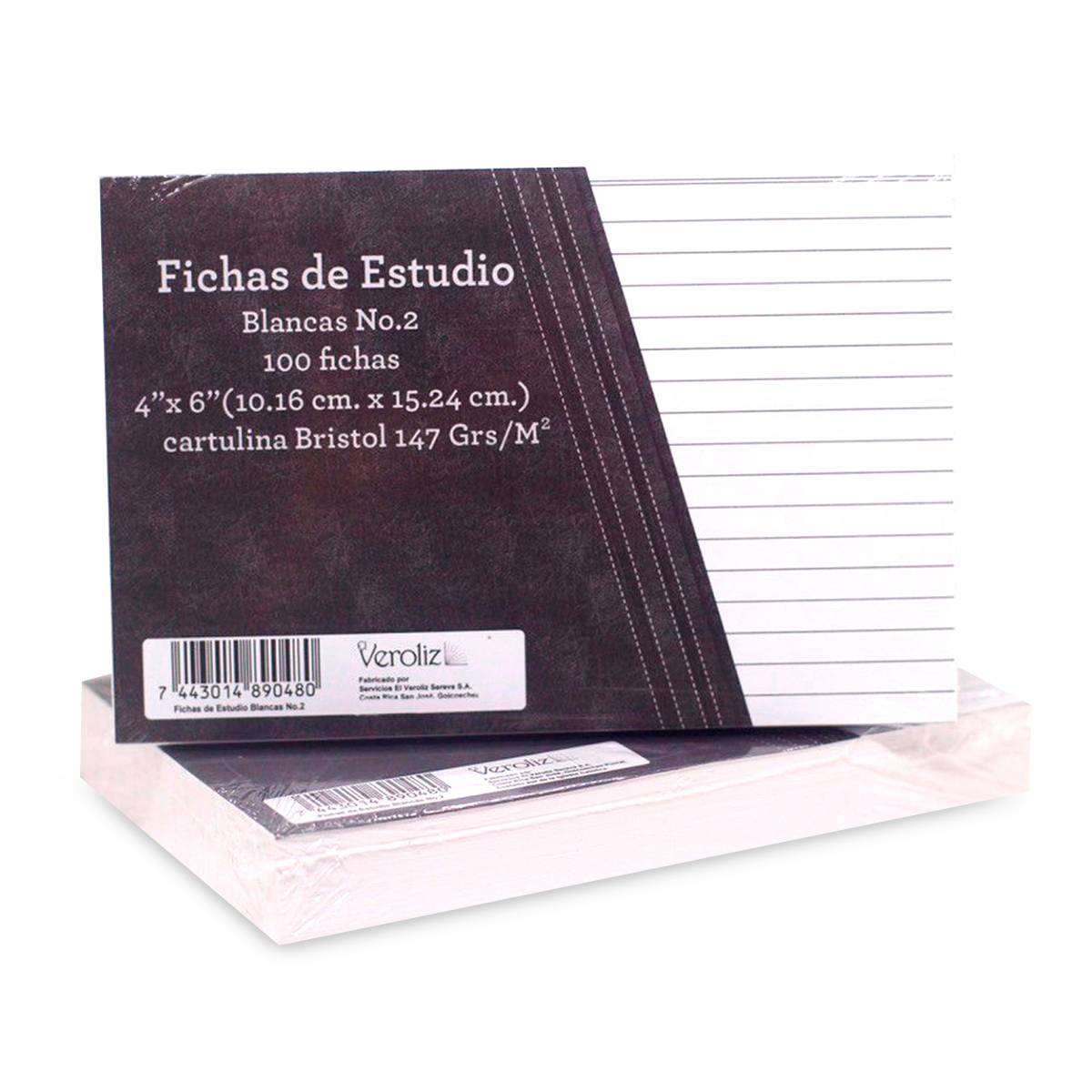 PAQUETE X 100 FICHAS RAYADAS BLANCAS 4X6