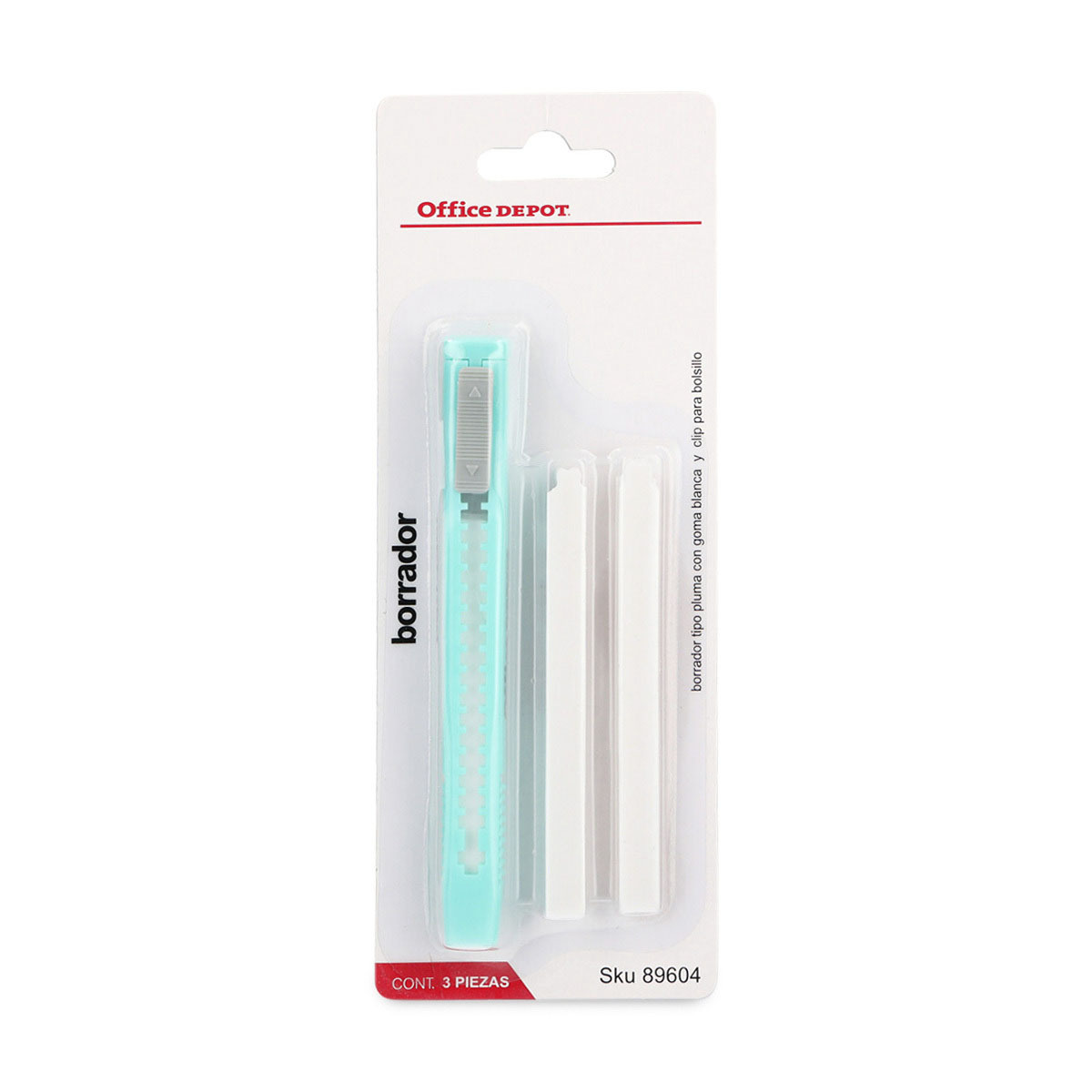 BORRADOR OFFICE DEPOT TIPO PLUMA + DOS REPUESTOS