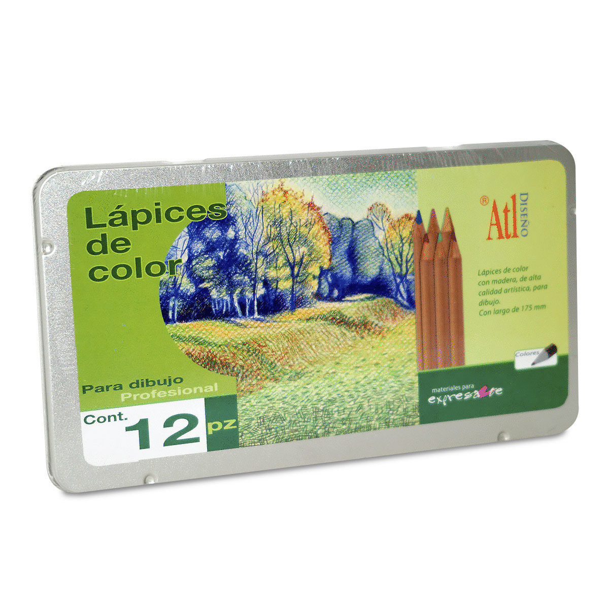 ESTUCHE METAL LAPICES COLOR C/12