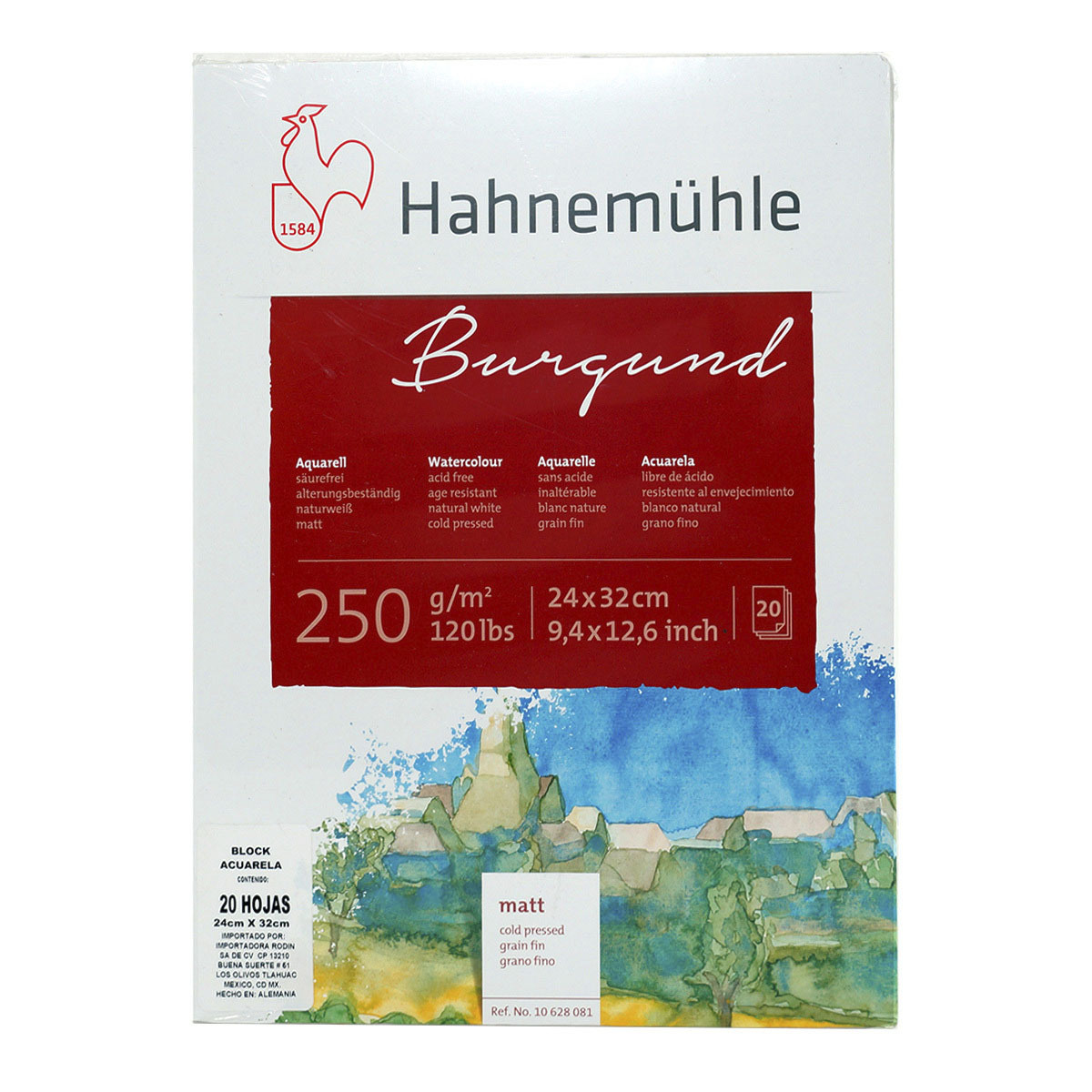 HAHNEMUHLE ACUARE BURGUND 250G PZ