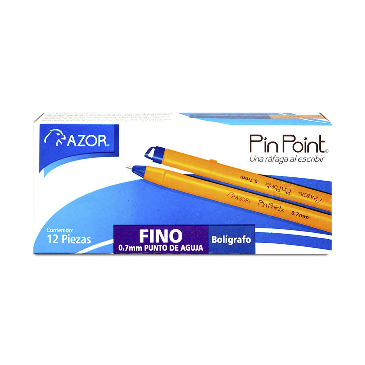 BOLIGRAFO AZOR PIN POINT CUERPO AMARILLO TINTA AZUL 0.7MM 12U | Office ...