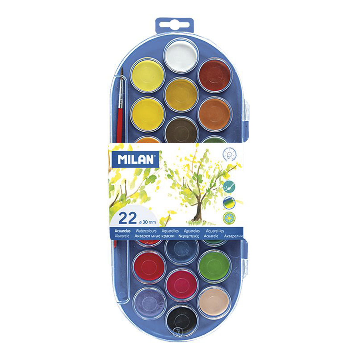 ACUARELAS MILAN 22 COLORES 30MM (ESTUCHE)