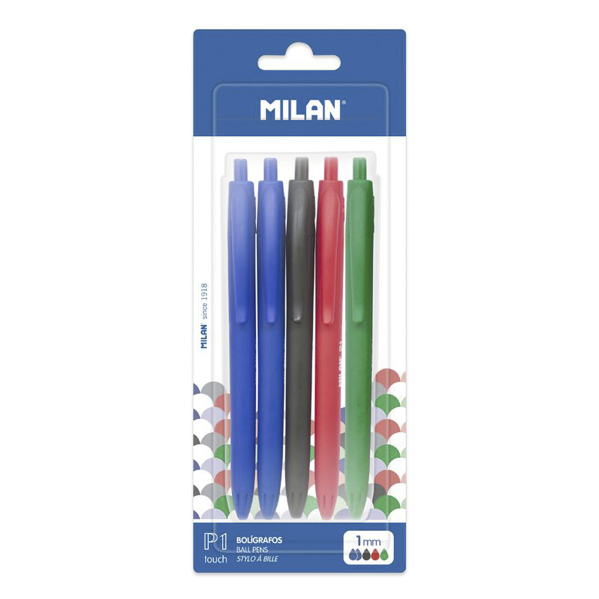 BOLIGRAFO MILAN P1 TOUCH 5U (CONTIENE: 2 AZULES, 1