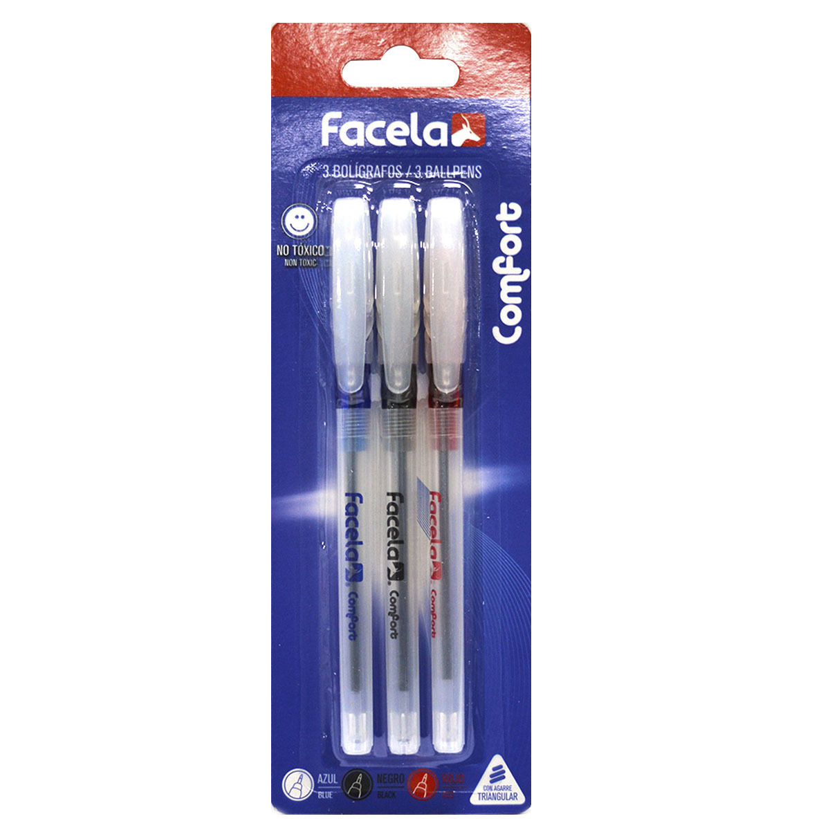 BOLIGRAFO COMFORT AZ/NEG/RO BLISTER 3 UNIDADES