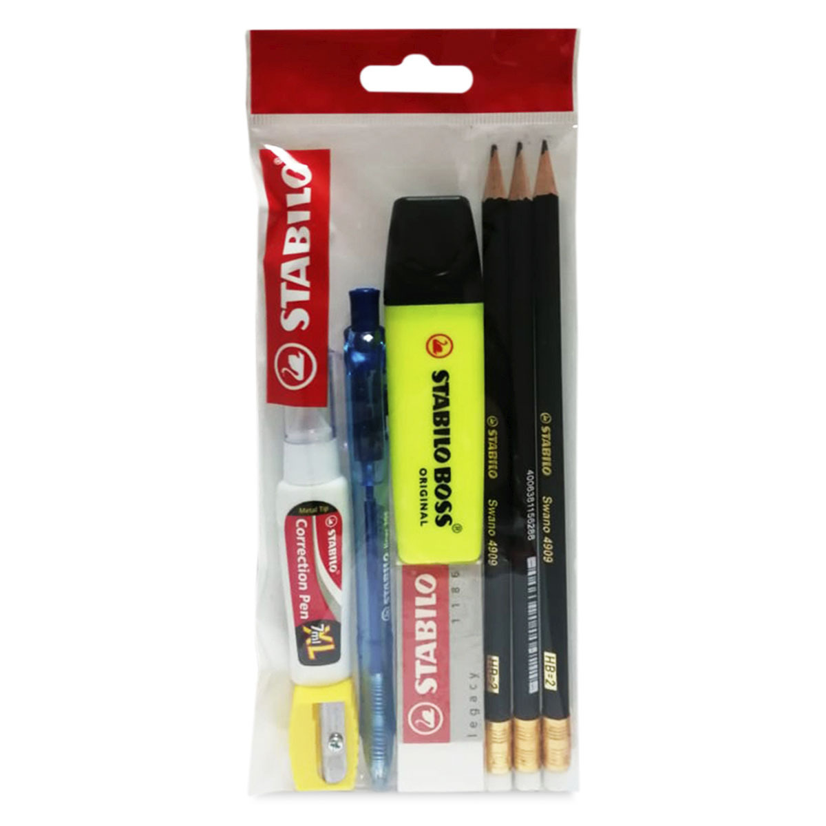 COMBO STABILO 3LAPICES+BOLIGRAFO+BORRA+SACAPUNTA+STIC