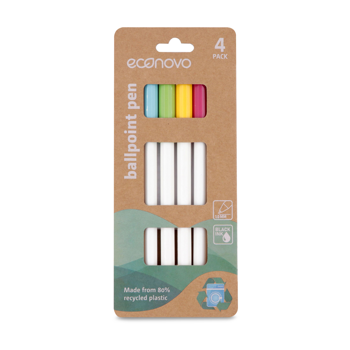 BOLIGRAFO ECONOVO NEGRO 1.00MM 4U (MATERIAL: rABS)