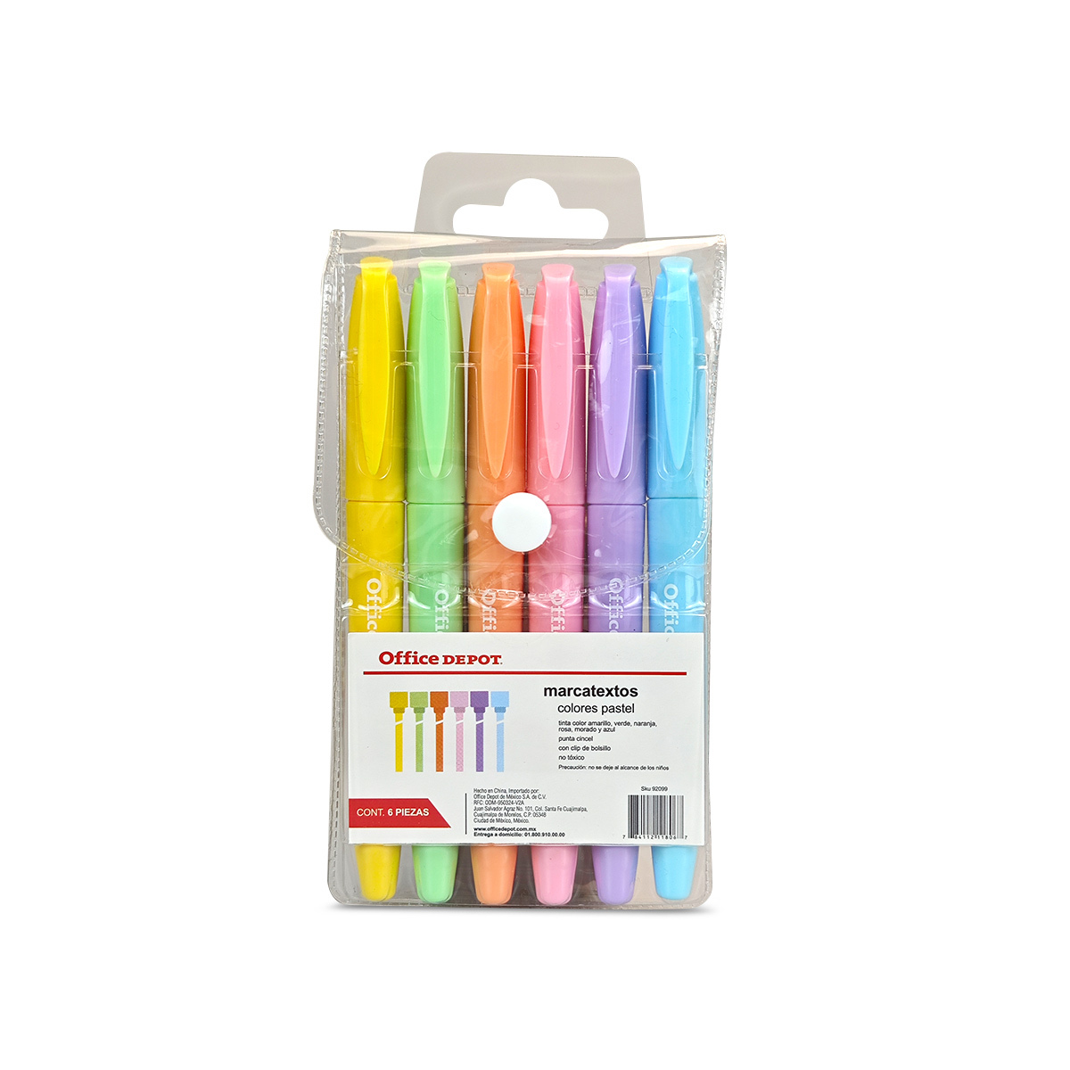 MARCATEXTOS SURTIDOS 6U (AMARILLO, VERDE, NARANJA, ROSA, MORADO, AZUL)