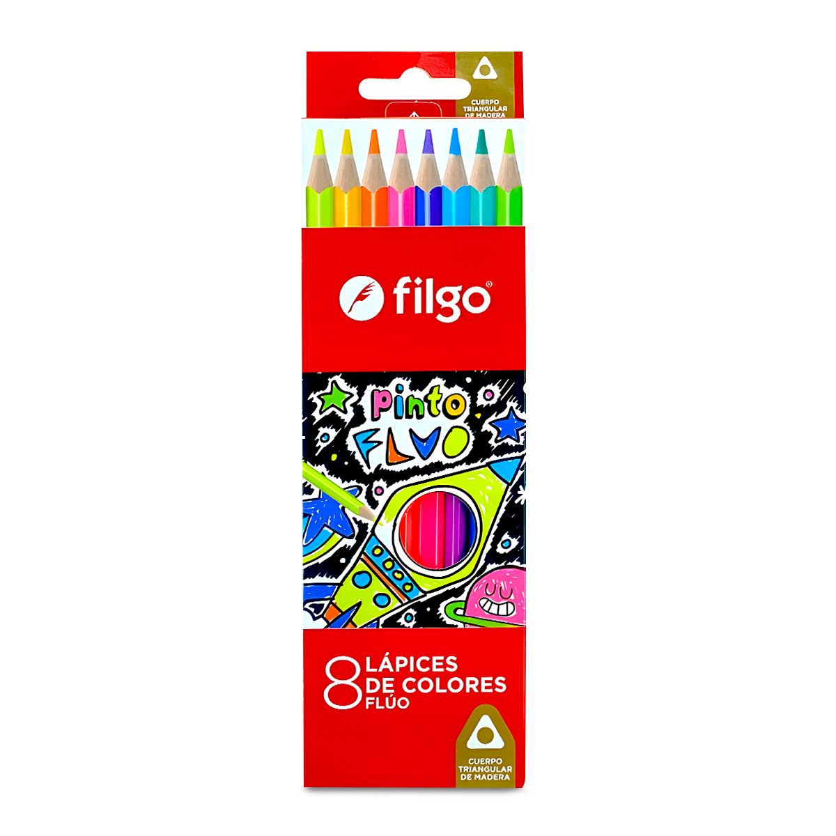 LAPICES DE COLOR FILGO PINTO FLUORECENTES 8U (MADERA)