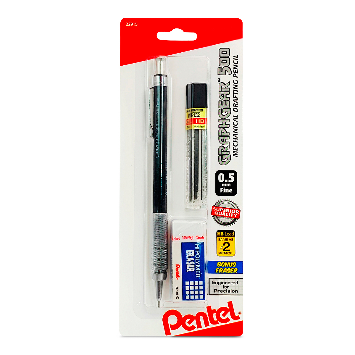 KIT PENTEL GRAPHGEAR 500 PORTAMINAS , MINA 0.5MM, BORRADOR 3U