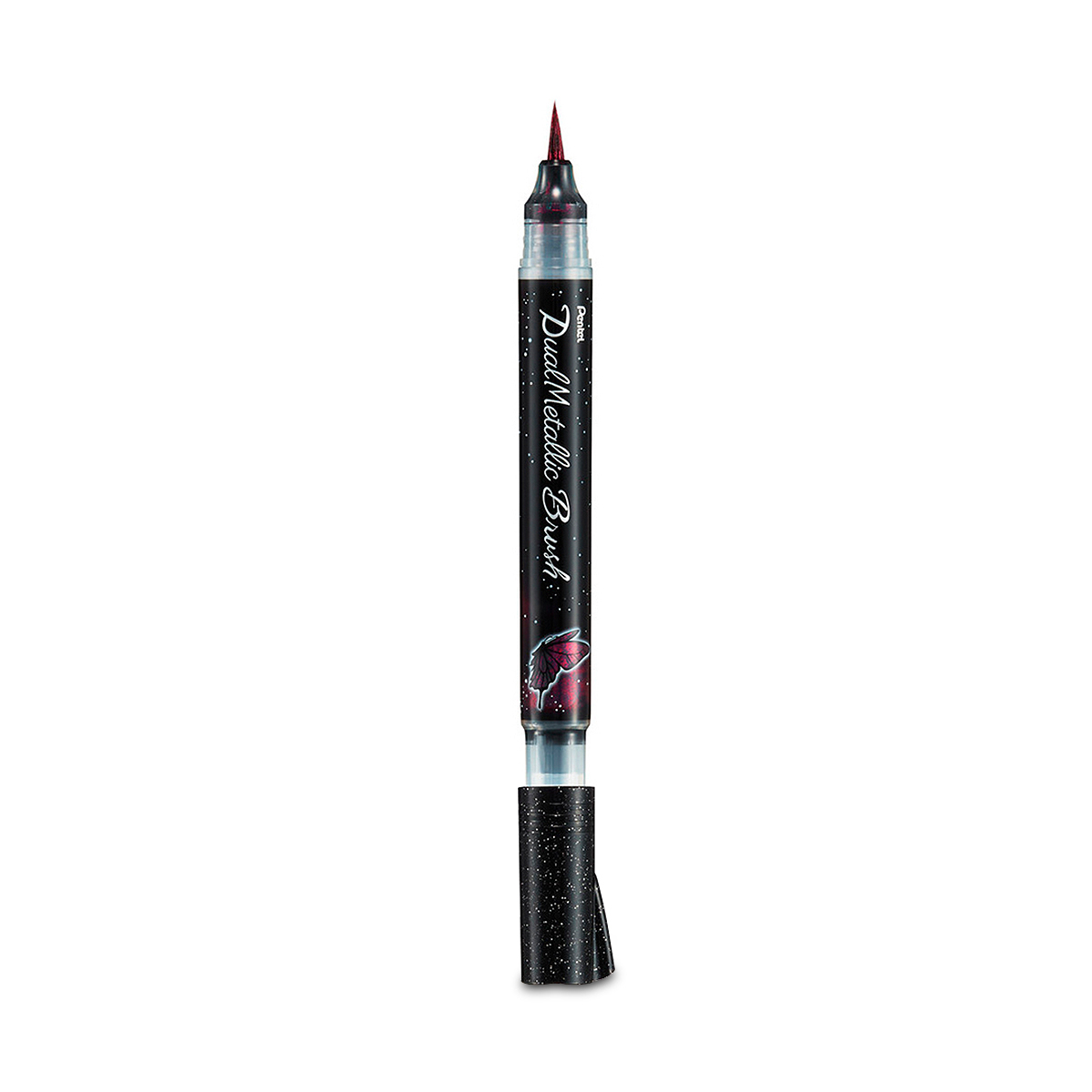 MARCADOR DOBLE PUNTA PENTEL METALICO NEGRO / ROJO 1U