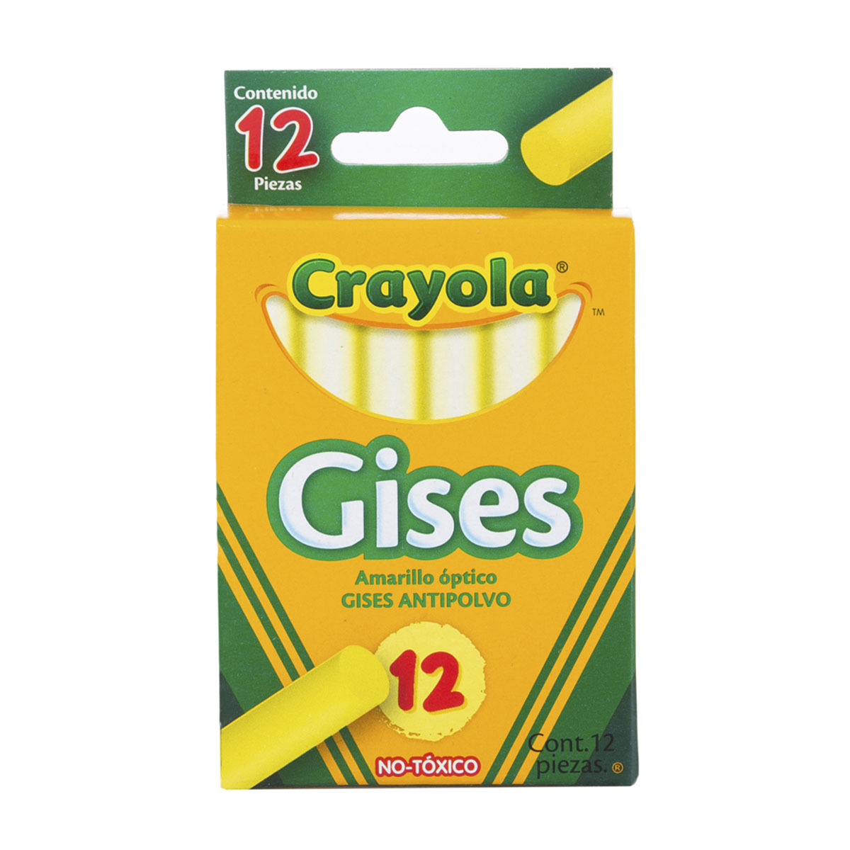 YESOS CRAYOLA AMARILLO ANTIPOLVO 12U