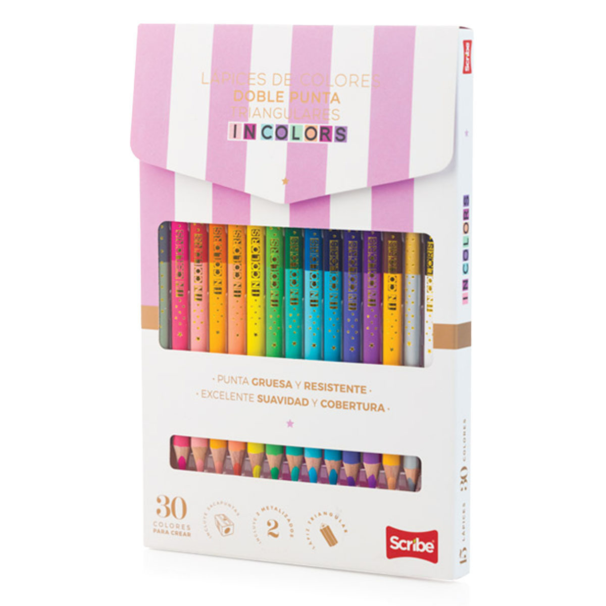 LAPICES DE COLOR SCRIBE INCOLORS DOBLE PUNTA 15U