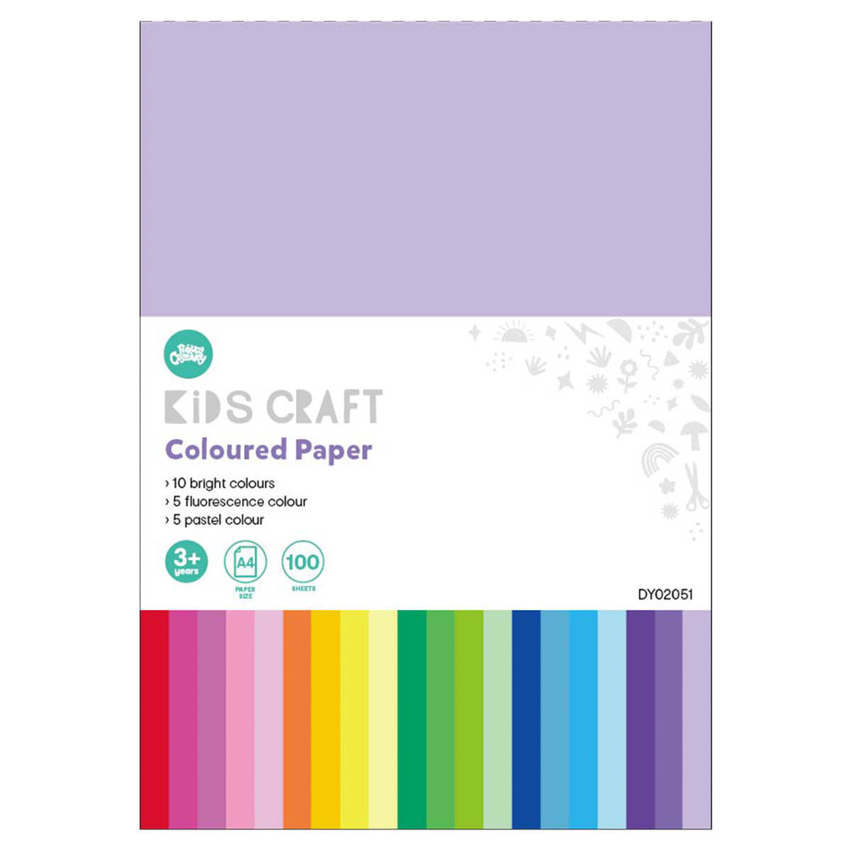 PAPEL KIDS CRAFT SURTIDO 70GRS 100H (COLORES BASICOS, FOSFORECENTES Y PASTEL)