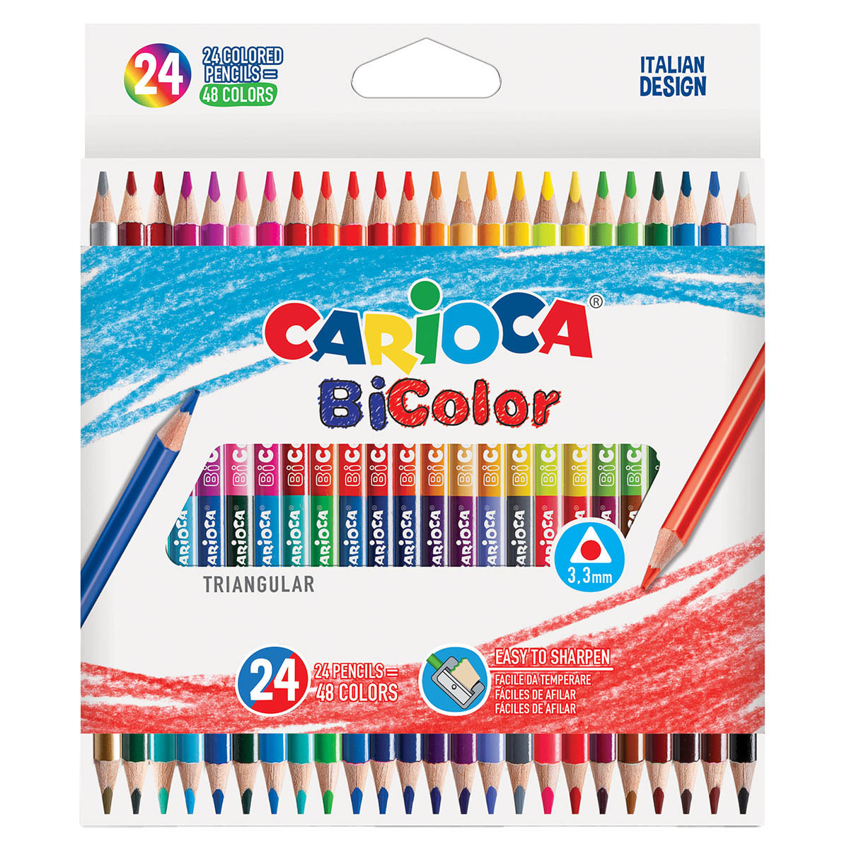 LAPICES DE COLOR CARIOCA BICOLOR TRIANGULAR 24U