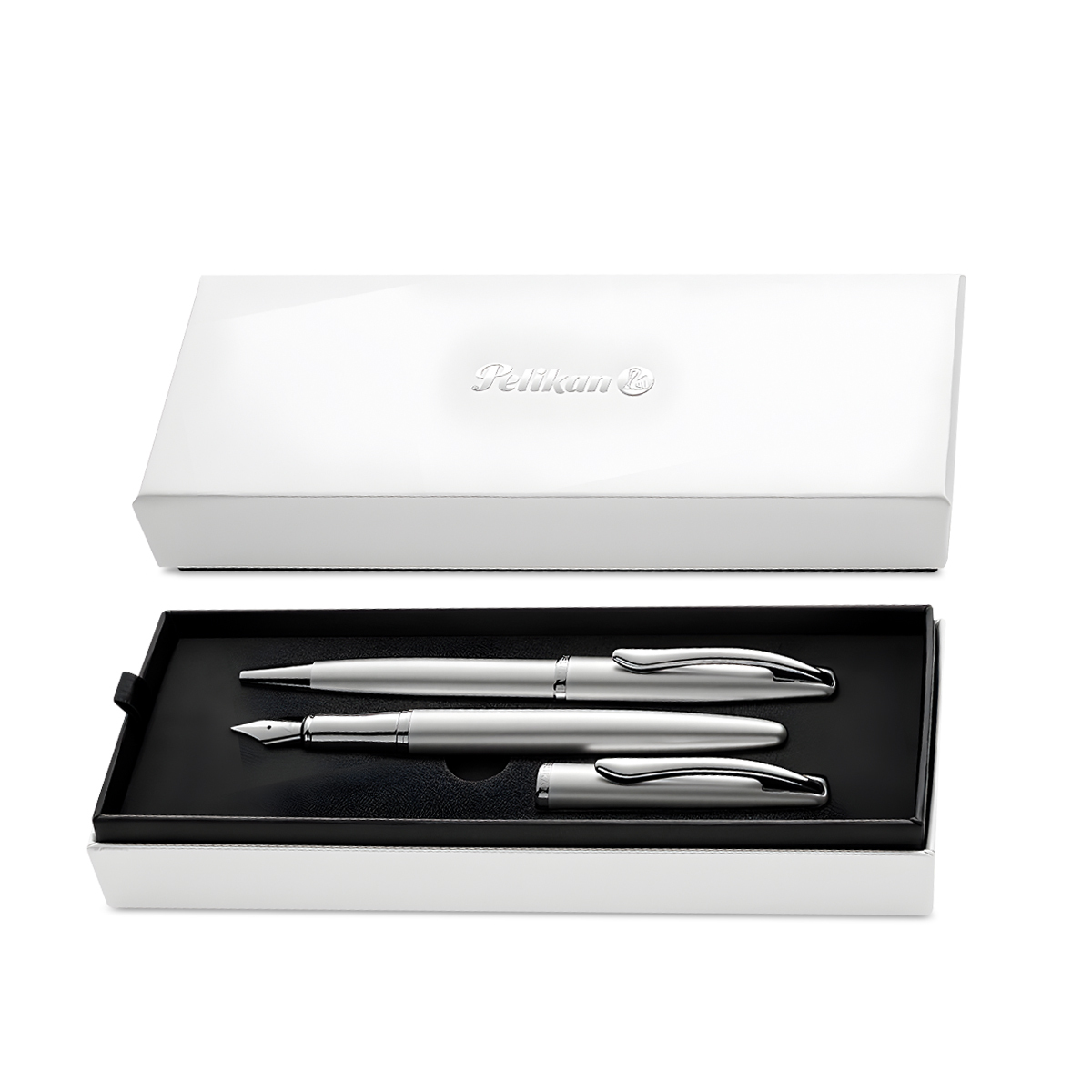 SET PLUMA FUENTE Y BOLIGRAFO JAZZ NOBLE ELEGANCE PLATA