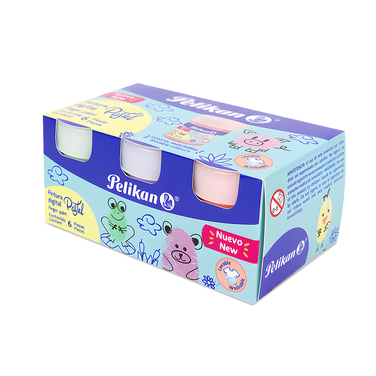 PINTURA PARA DEDOS PELIKAN 25 ML COLORES PASTEL 6U