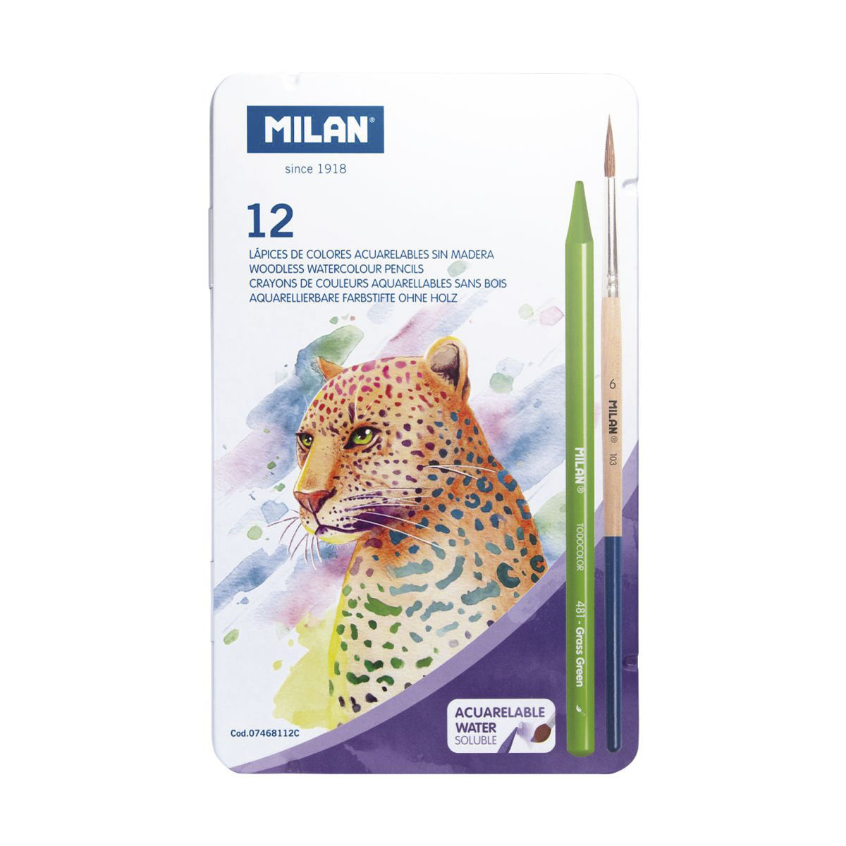 LAPICES DE COLORES MILAN ACUARELABLES 12U (INCLUYE PINCEL)