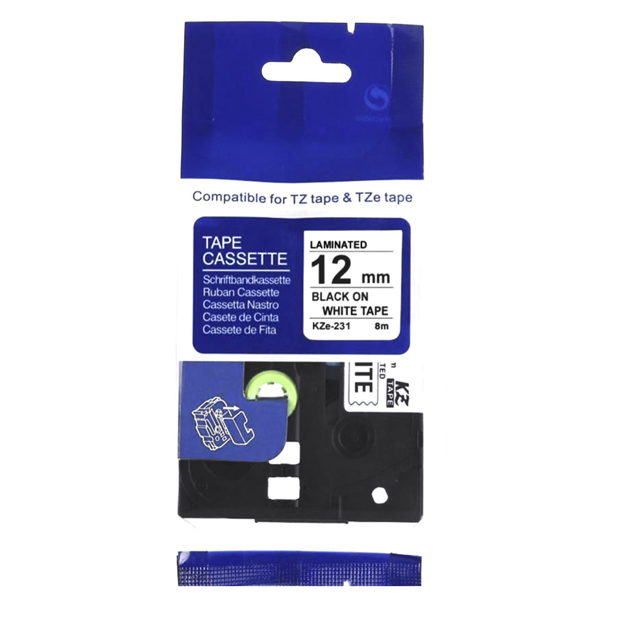 CINTA BROTHER NEGRO SOBRE BLANCO 12MM TZE231