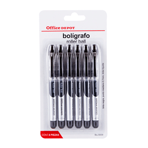ROLLER BALL NEGRO PUNTO FINO CAJA C/6 OFFICE DEPOT