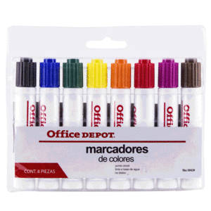 MARCADOR BASE D/AGUA D/COLORES CAJA C/8 OFFICE