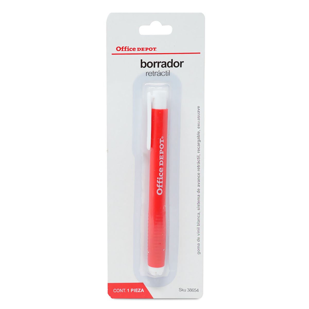 BORRADOR RETRACTIL CON CLIP B/1 OFFICE DEPOT