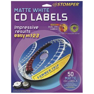 CD STOMPER ETIQUETAS P/CD BLANCAS MATE LSR/IN