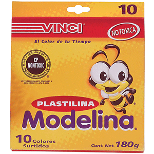 PLASTILINA CAJA C/10 COLORES SURTIDOS VINCI