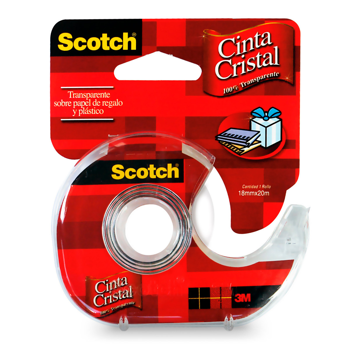 CINTA ADHESIVA SCOTCH CRISTAL CON DISPENSADOR 19MM X 20MTS 1U