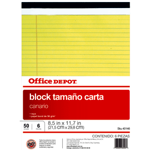BLOCK TAMAÑO CARTA CANARIO OFFICE DEPOT