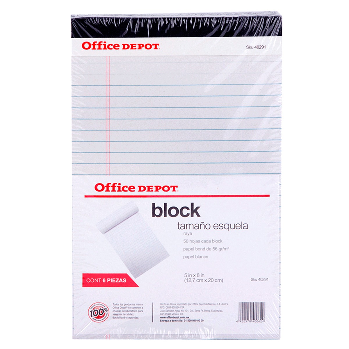 BLOCK TAMAÑO ESQUELA 5X8 DOBLE RAYA OFFICE DEPOT