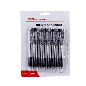 BOLIGRAFO RETRACTIL C/GRIP TEXTURIZADO TINTA NEGRA B/10