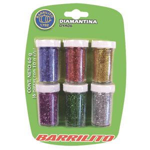 DIAMANTINA BLISTER VARIOS COLORES 6 PIEZAS