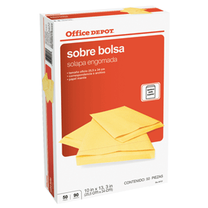 SOBRE OFFICE DEPOT ENGOMADO MANILA OFICIO 50U