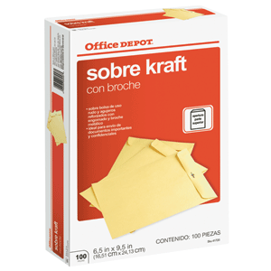 SOBRE OFFICE DEPOT CON BROCHE METALICO ESQUELA 100U