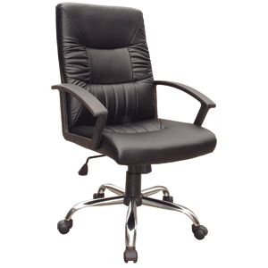 SILLA DE PIEL (PU) NEGRA CON CROMO