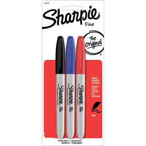 MARCADOR PERMANENTE SHARPIE FINO SURTIDO 3U (NEGRO, AZUL, ROJO)