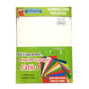 SOBRES/TARJETAS B/PERLA 12 JGS