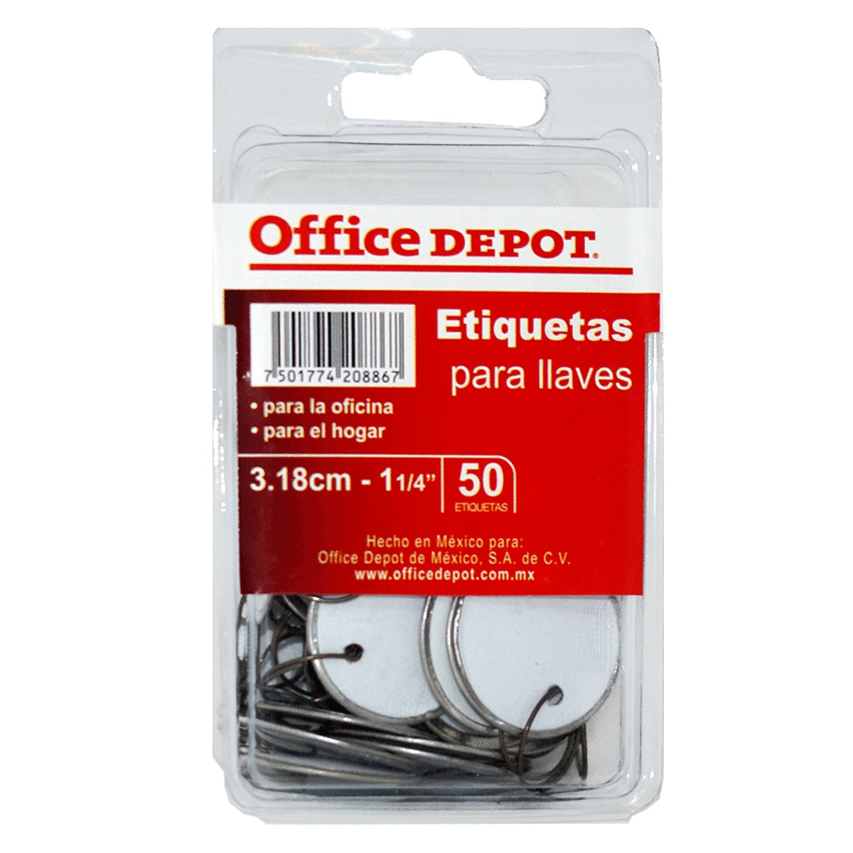 ETIQUETA PARA LLAVES CON MARCO 3.18 CM 50 UNIDADES