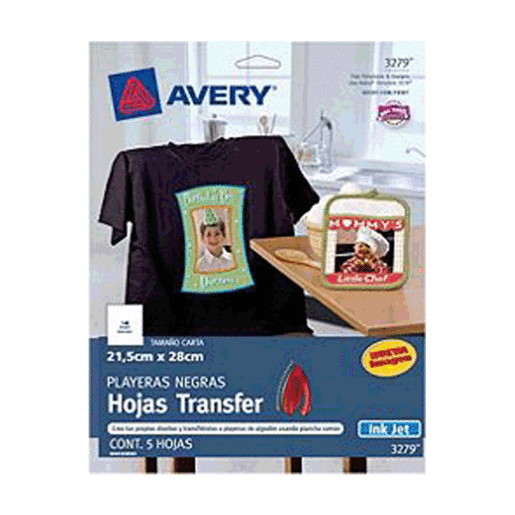 HOJAS TRANSF T-SHIRT NEGRA C/5