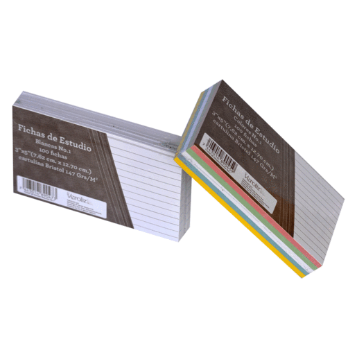 PAQUETE X 100 FICHAS RAYADAS BLANCAS 3X5
